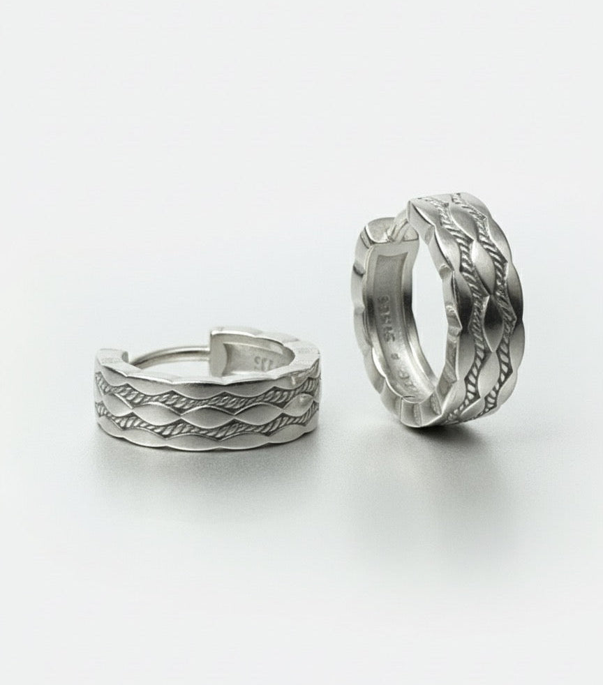 Textured real Silver Hoops (92.5)