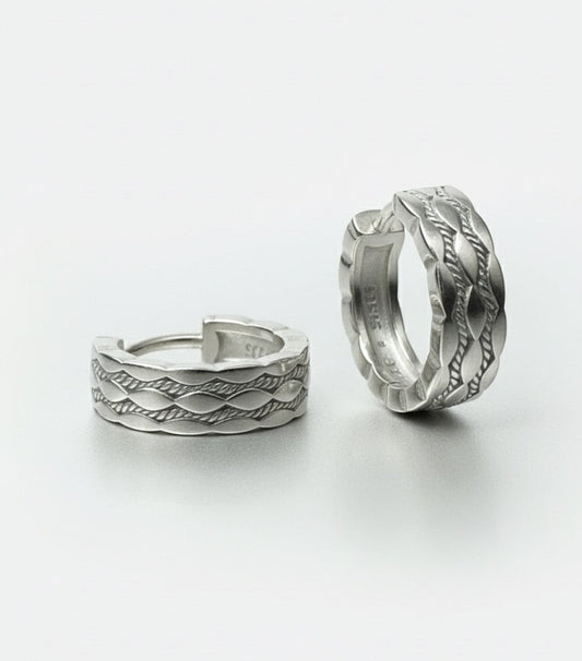 Textured real Silver Hoops (92.5)