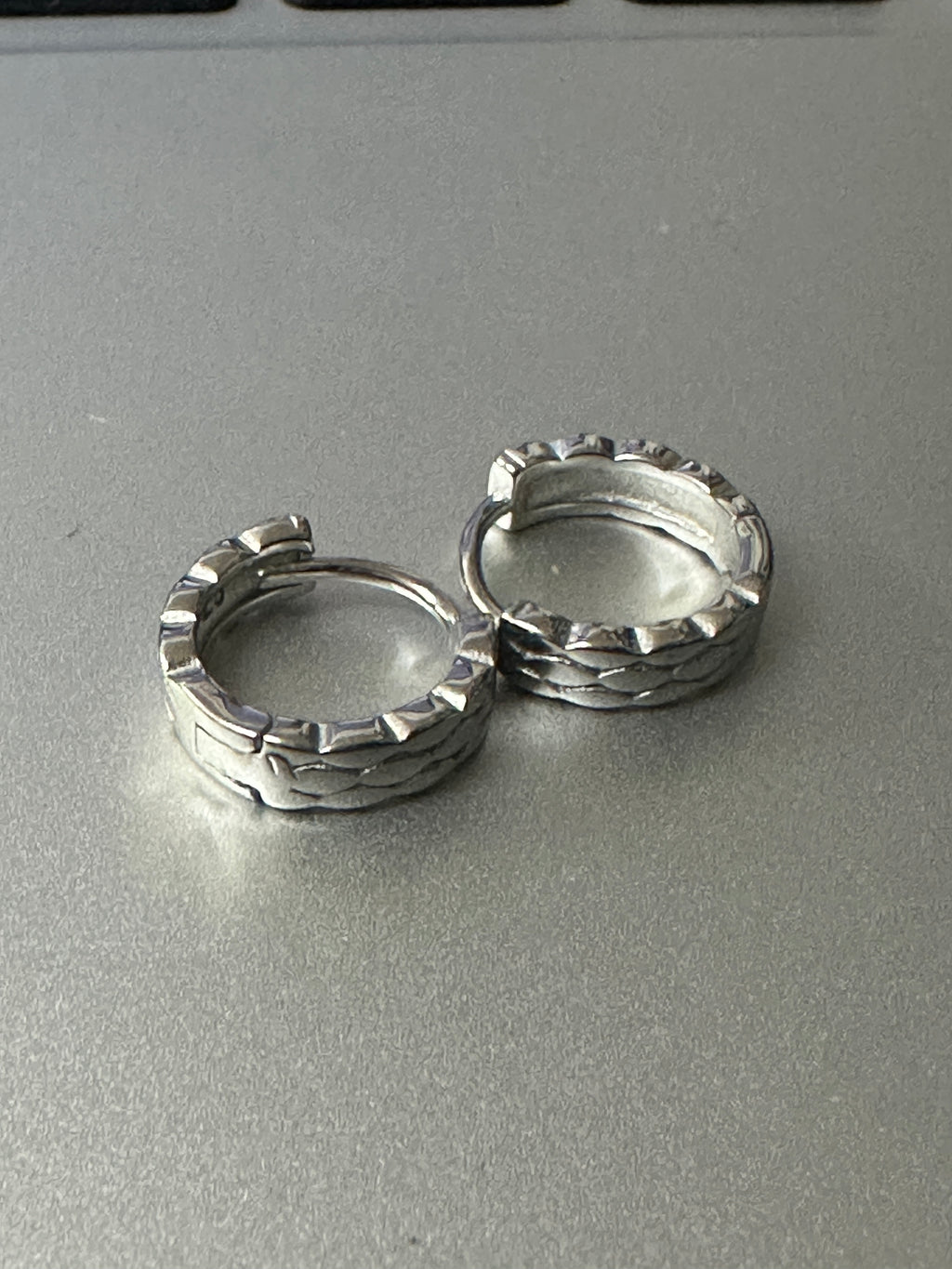 Textured Silver Hoops (92.5)