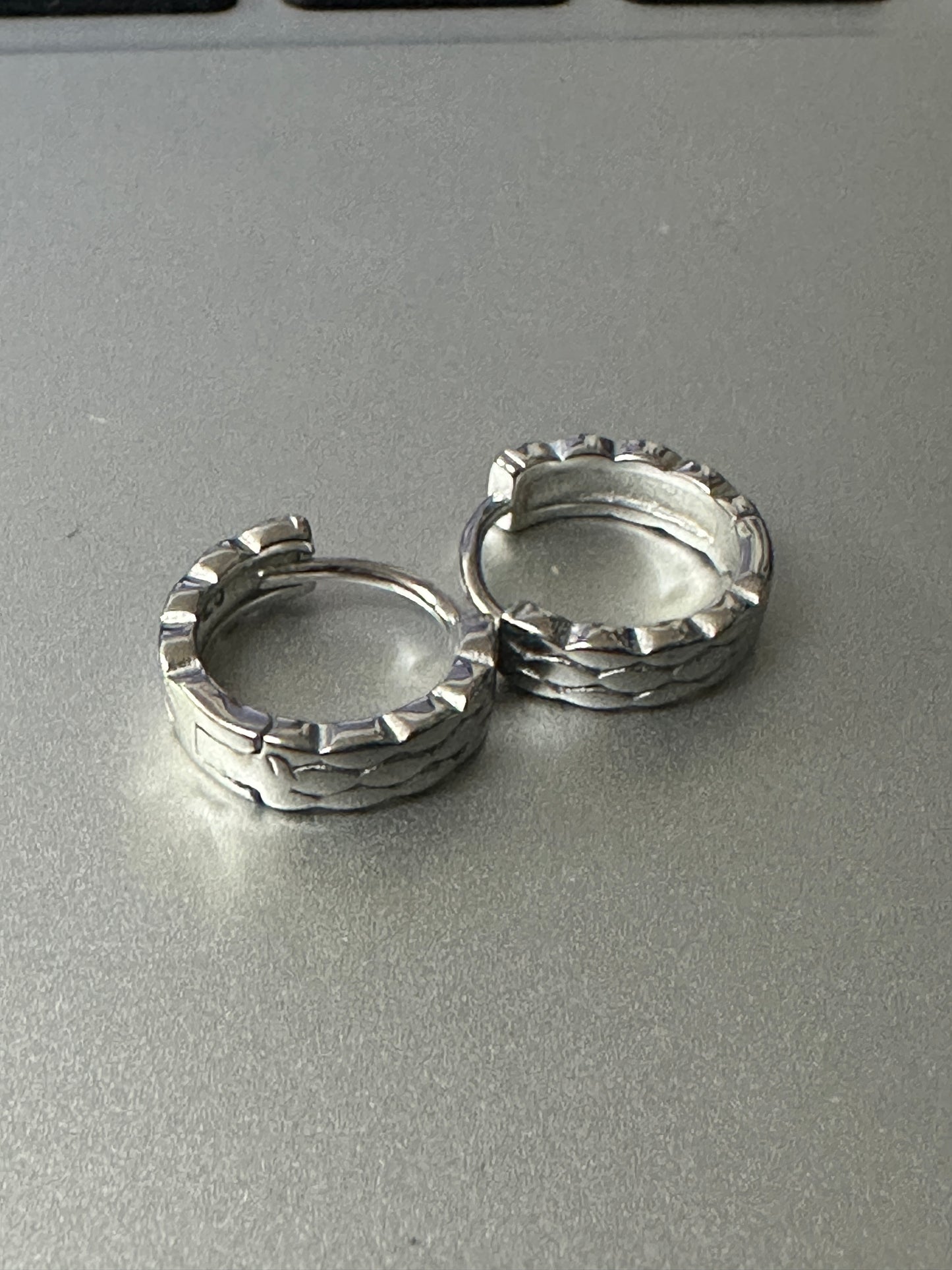 Textured real Silver Hoops (92.5)