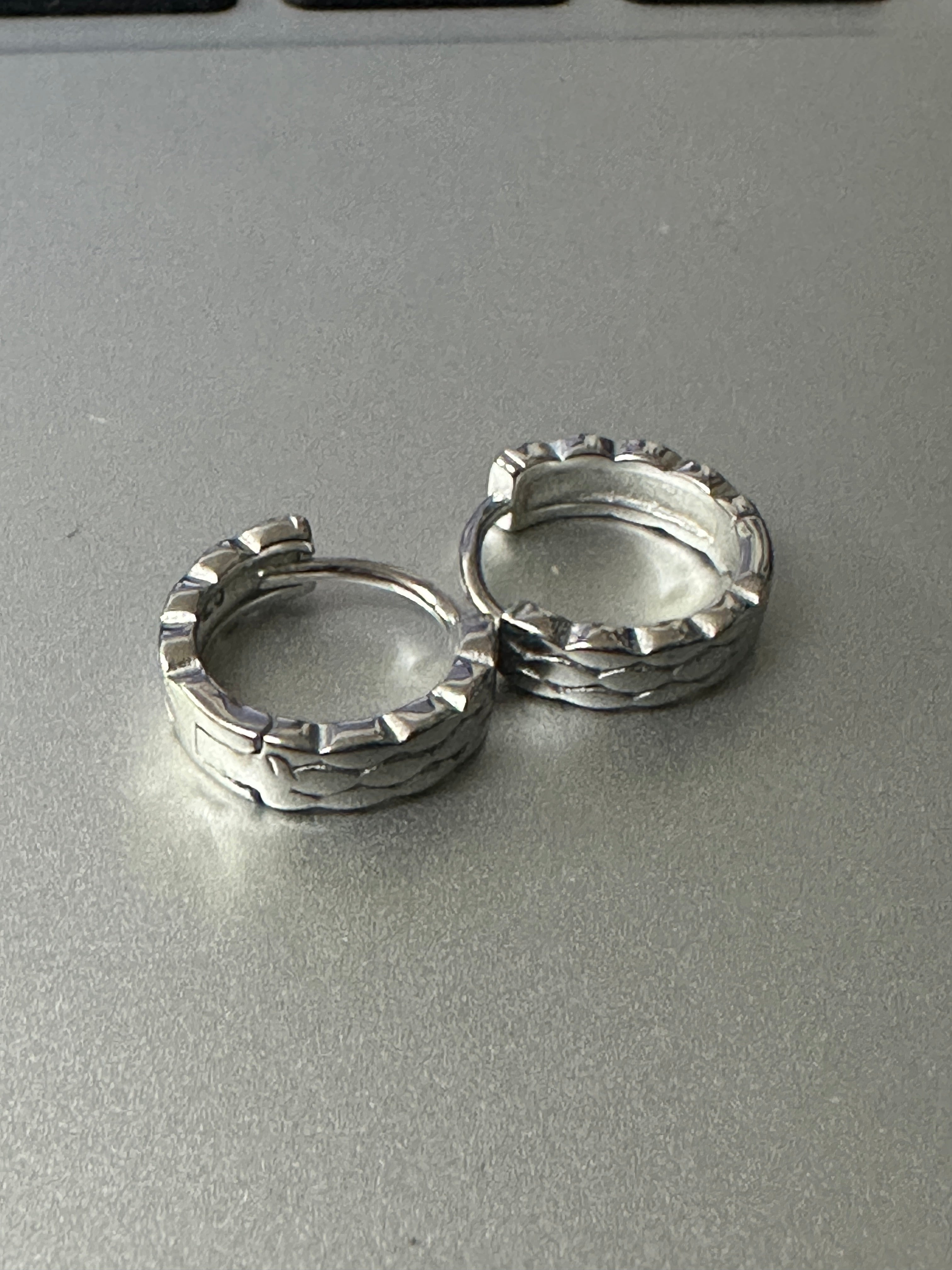 Textured Silver Hoops (92.5)