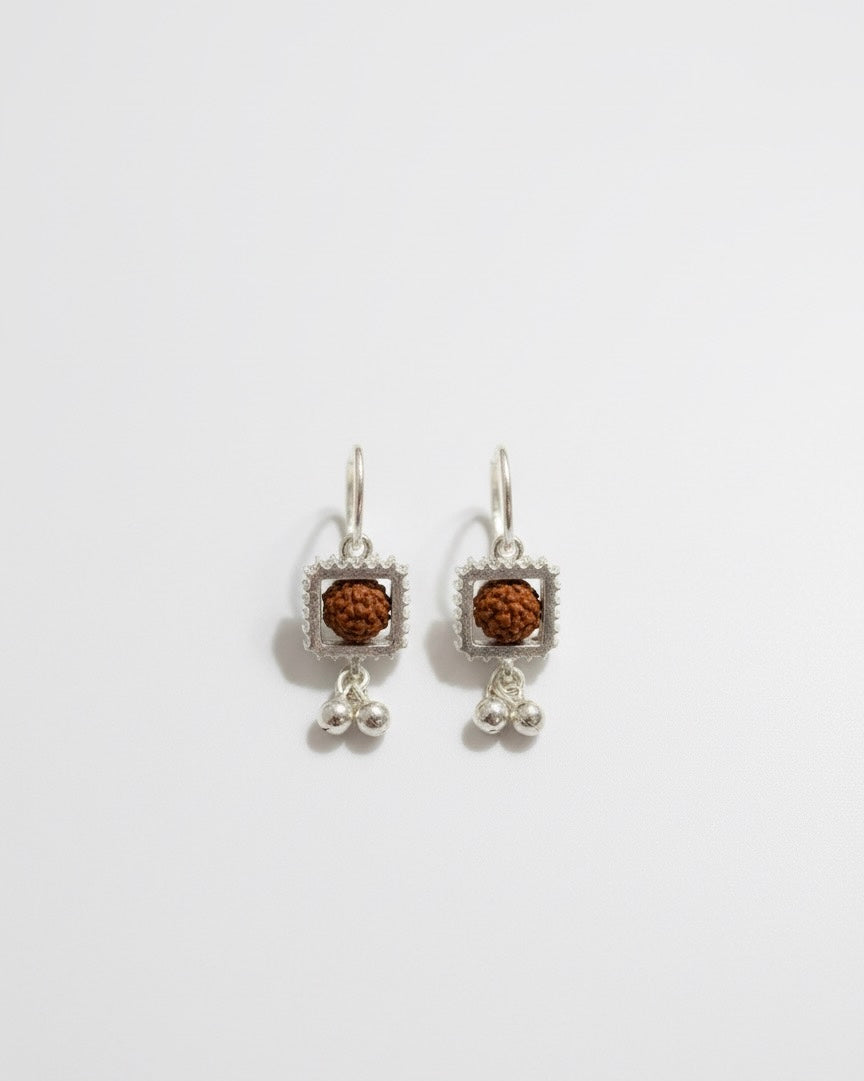 Real Rudraksh Hoops 92.5 silver.