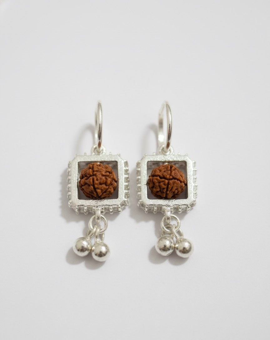 Real Rudraksh Hoops 92.5 silver.