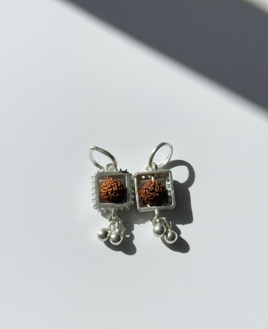 Real Rudraksh Hoops 92.5 silver.