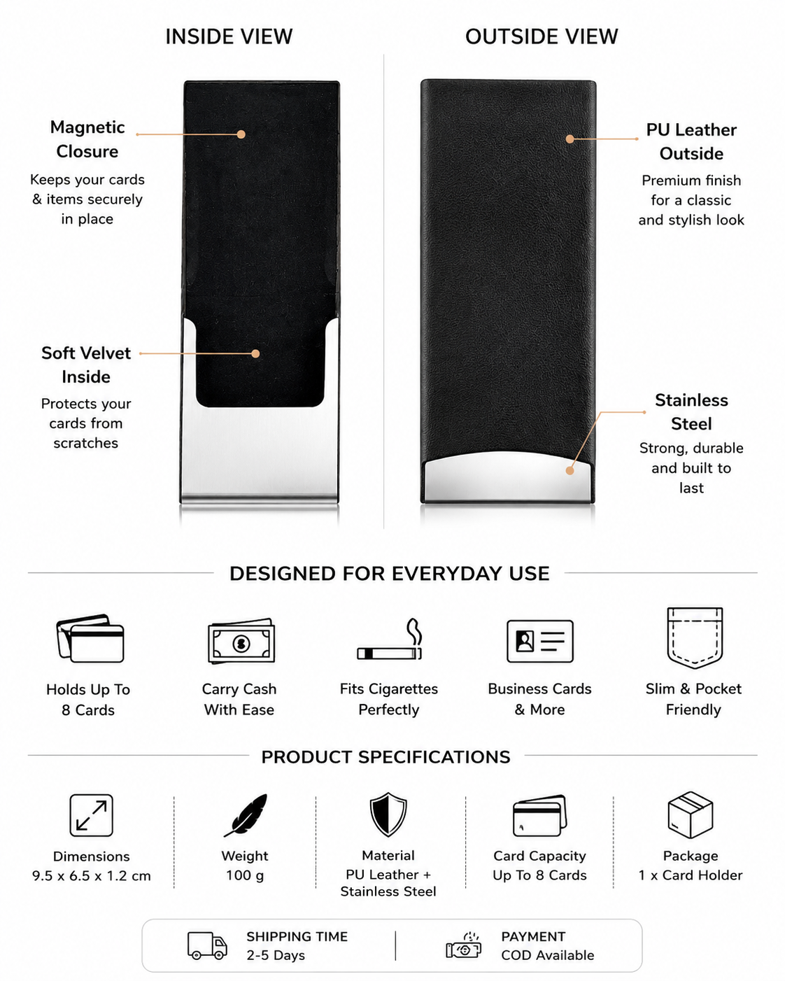 Black Card Holder only for cards ( wink wink 😜)