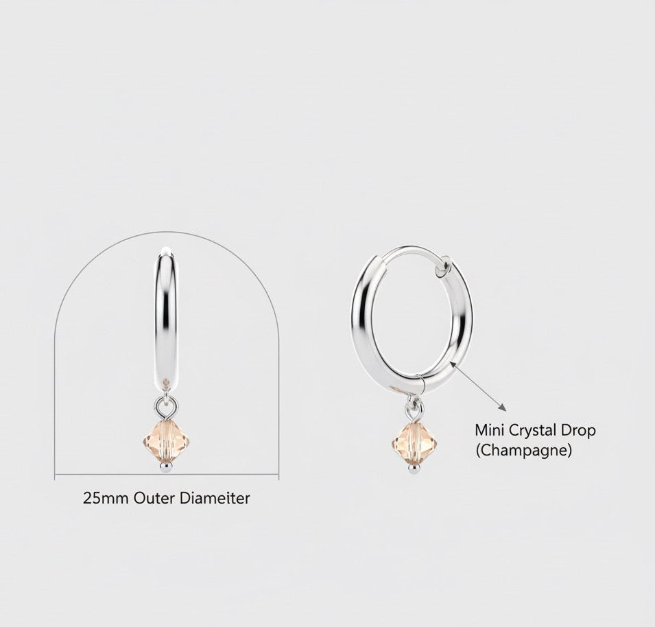 Crystal drop mini hoops (92.5)
