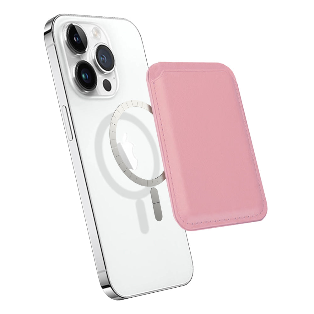 The secure magsafe leather wallet (pink)